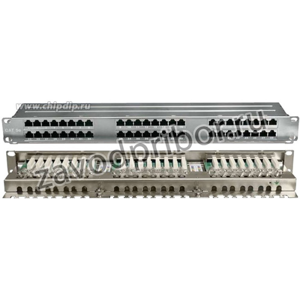 01 Hyperline PPHD-19-48-8P8C- C5E-SH-110D Патч-панель высокой плотности 19", 1U, 48 портов RJ-45, полный экран, категория 5E, Dual IDC