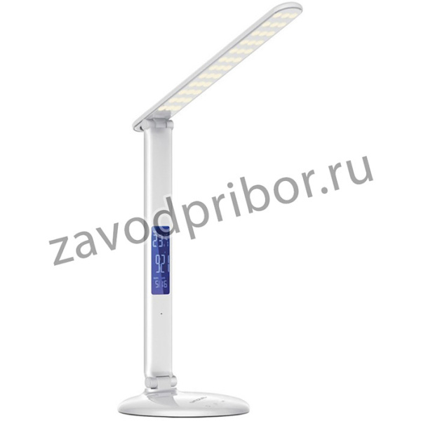 Светильник National NL-62LED, LED 9В + USB зарядка часы/буд./кал. белый