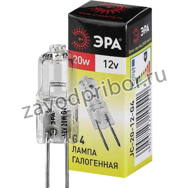 Лампочка галогенная ЭРА G4-JC-20W-12V G4 20Вт капсула теплый белый свет C0027369