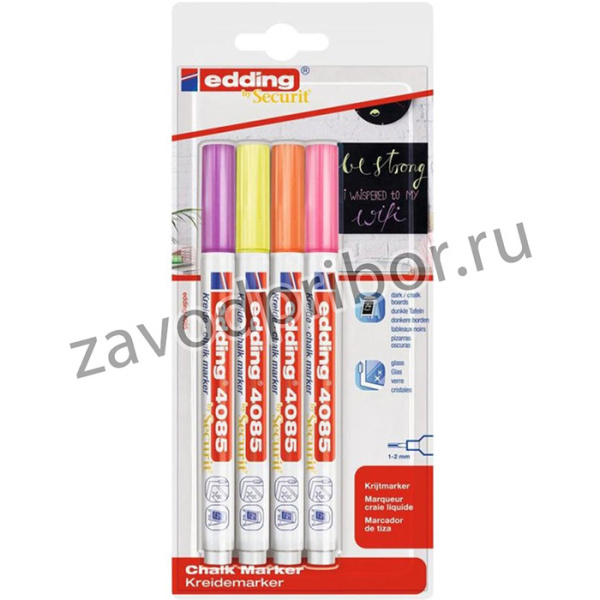 Набор меловых маркеров 4085 Neon 1-2 мм, 4 шт 1284955