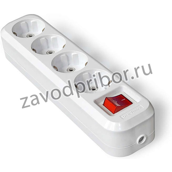 Колодка удлинителя 4-м с заземл. с выкл. АБС-пластик UNIVersal S304