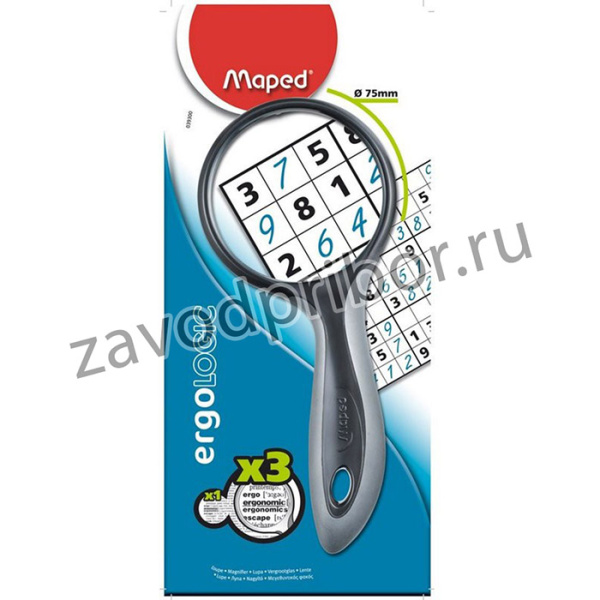 Лупа Maped ERGOLOGIC, увеличениех3,диаметр 75мм,эргонгомич. ручка,блист,39300