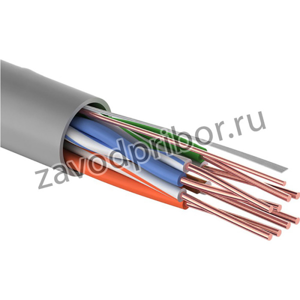 01-0059, Кабель витая пара U/UTP, CAT 5e, ZH нг(А)-HF, 4PR, 24AWG, INDOOR, SOLID, серый, 305м LIGHT