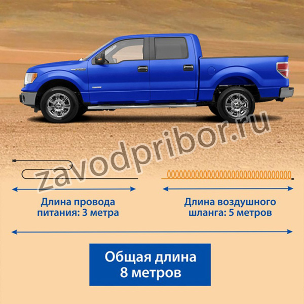 Воздушный компрессор GY-80L 80 л/мин, двухпоршневой, питание от АКБ, съемный витой шланг, сумка для хранения GY000118