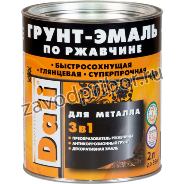 ГРУНТ- ЭМАЛЬ ПО РЖАВЧИНЕ 3 В 1 КРАСНО-КОРИЧНЕВАЯ RAL 3011 2 Л 3 19586