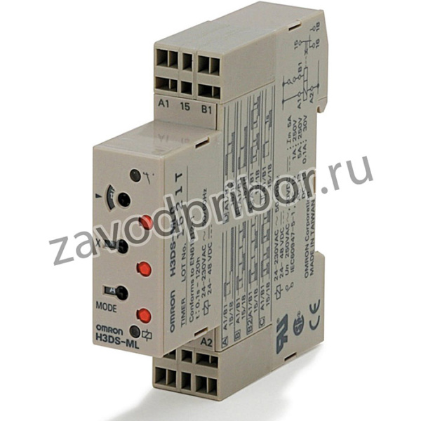 H3DS-ML, Реле времени, 0,1с-120ч, SPDT, 250ВAC/5А, Uпит: 24-230ВAC, DIN