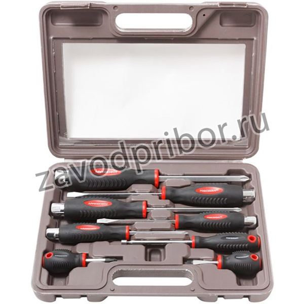 FK-7008, Набор отверток силовых магнитных Profi ,8пр.(SL:5.5х100, 6.5х125, 8.0х150, 9.5х175, 6.5х38мм, PH:1х7