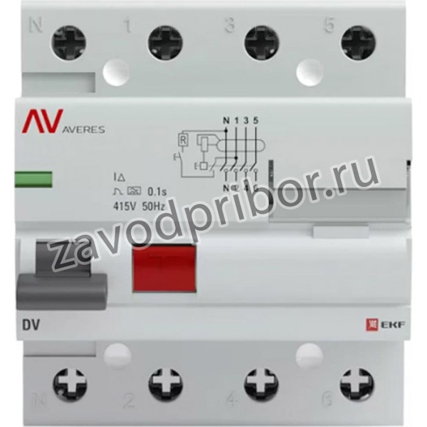 Устройство защитного отключения AVERES DV, 4P, 25А/300мА, AC, SQ rccb-4-25-300-ac-av