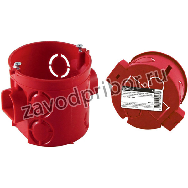 Установочная коробка СП D68х62мм, углубленная, саморезы, стык. уз, красная, IP20, инд. штрихкод TDM