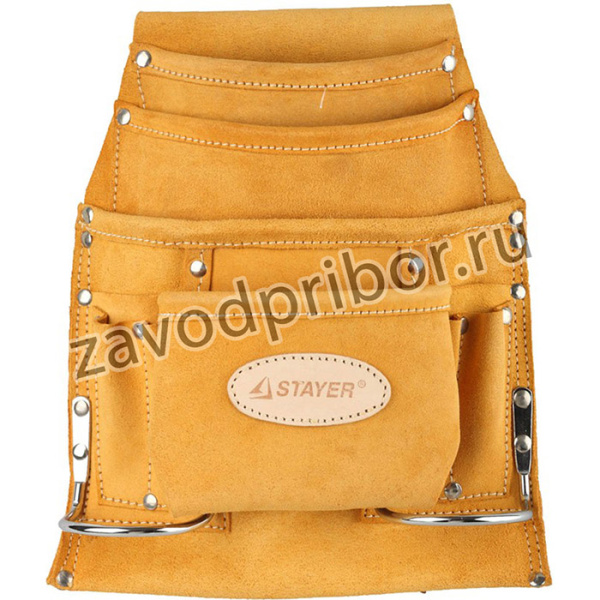 Сумка STAYER 38517 поясная professional для инструментов кожаная 10карманов 2скобы