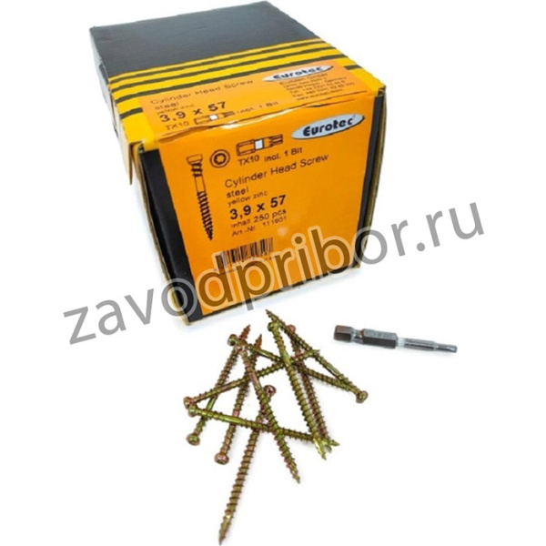 Саморезы Cylinder Head Screw 3.9x57 TX10 (Цилиндр, 250шт + бита) арт. 111901