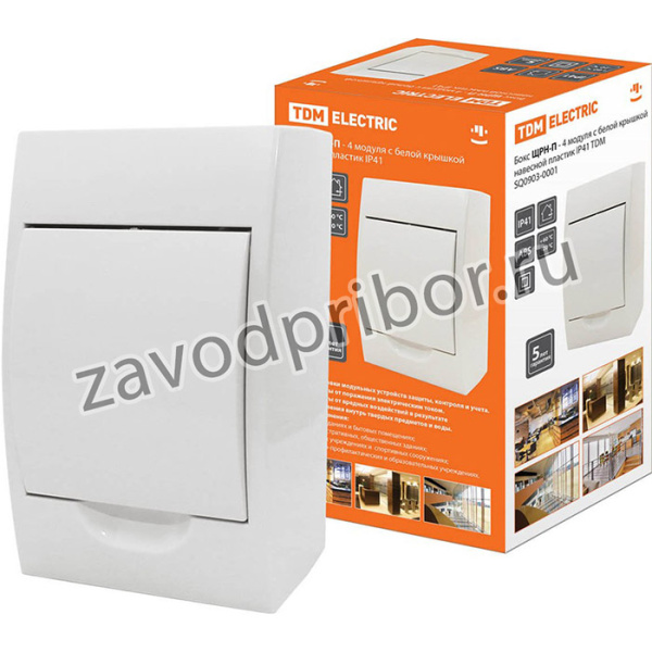 Бокс ЩРН-П-4модуля с белой крышкой, навесной, пластик IP41 TDM