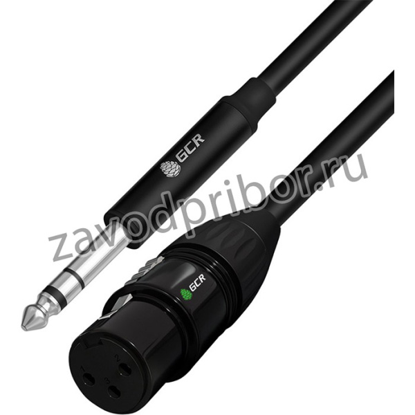 GCR-53443, GCR Кабель 20.0m микрофонный stereo jack 6,35mm / XLR, M/F, черный, AL case черный