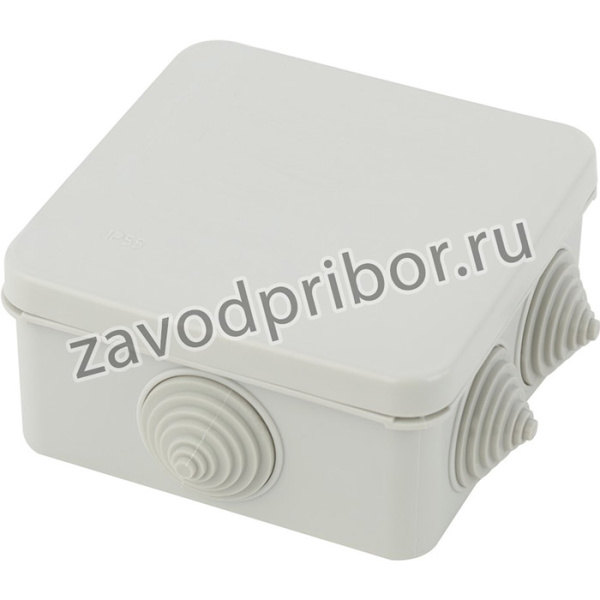 Распаячная коробка ЭРА KORz-100-100-50-6gv открытой установки КОР 100х100х50мм защелк крышка 6 вставл сальника IP55 Б0055757