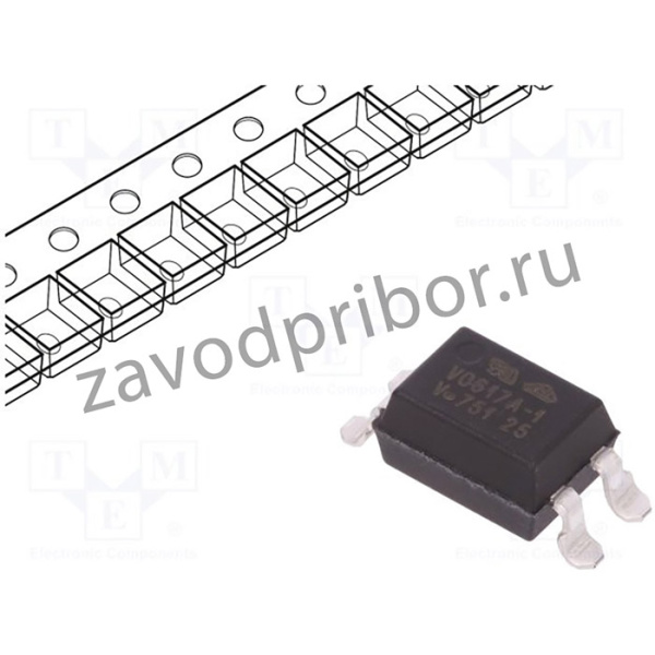 VO617A-1X017T, Оптрон, SMD, Каналы 1, Вых транзисторный, Uизол 5,3кВ, Uce 80В