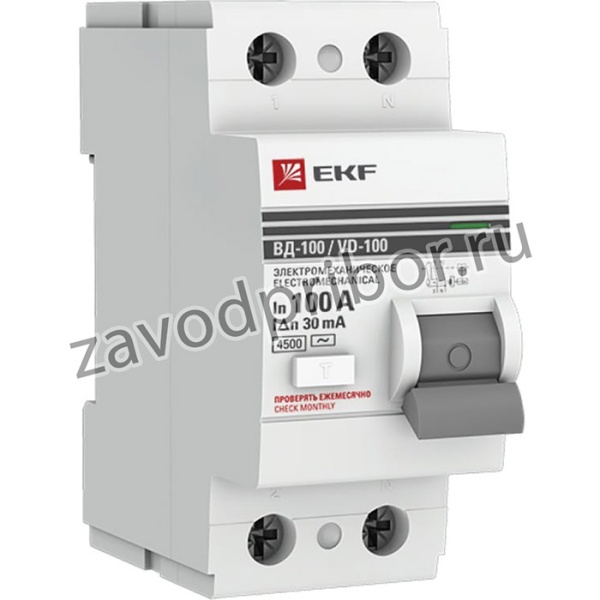 Устройство защитного отключения УЗО ВД-100 2P 100А/ 30мА PROxima SQ elcb-2-100-30-em-pro