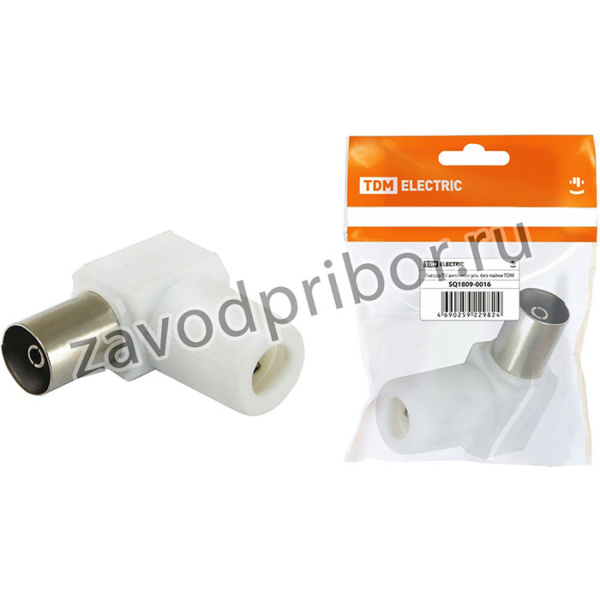 Гнездо TV антенное угл. белое без пайки, инд. упаковка TDM