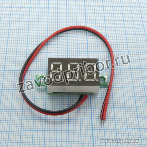 Вольтметр встраиваемый AMK-M12 (5-30В), (синий 0.36" Uизм.=5-30 вольт пост.)
