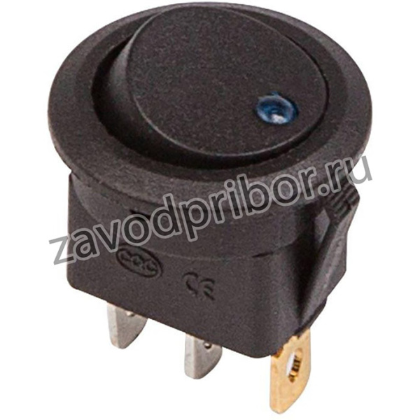 Выключатель клавишный круглый 12В 20А (3с) ON-OFF черн. подсветка син. (RWB-215 MIRS-101Е-8С/D) Rexant 36-2581