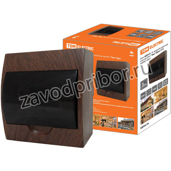 Бокс ЩРН-П-8 модулей навесной пластик IP41 "Эко" (бук) TDM