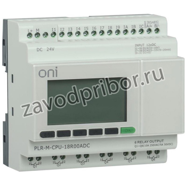 PLR-M-CPU-18R00ADC, Модуль микро ПЛК PLR-M. CPU DI12/DO06(R) 24В DC ONI