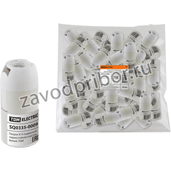 Патрон подвесной термостойкий пластик Е14 белый | SQ0335-0009 | TDM