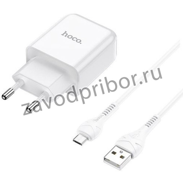 Сетевое ЗУ N2, 1хUSB-А, 2А + кабель AM-microBM 1 м, белый 23753-N2MW