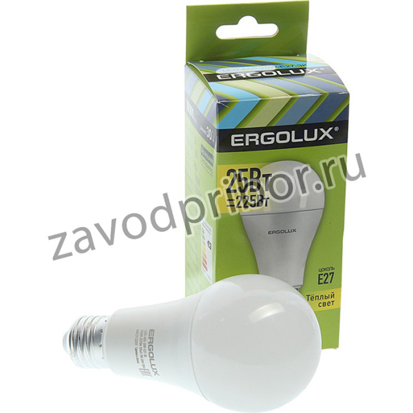 EL-LED-A65-25W-E27-3K, Лампа светодиодная E27 A65 25W (225W) 220V теплый ERGOLUX