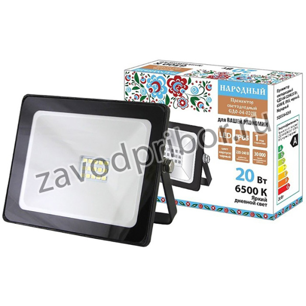 TDM SQ0336-0261 Прожектор светодиодный СДО-04-020Н 20 Вт, 6500 К, IP65, черный, Народный