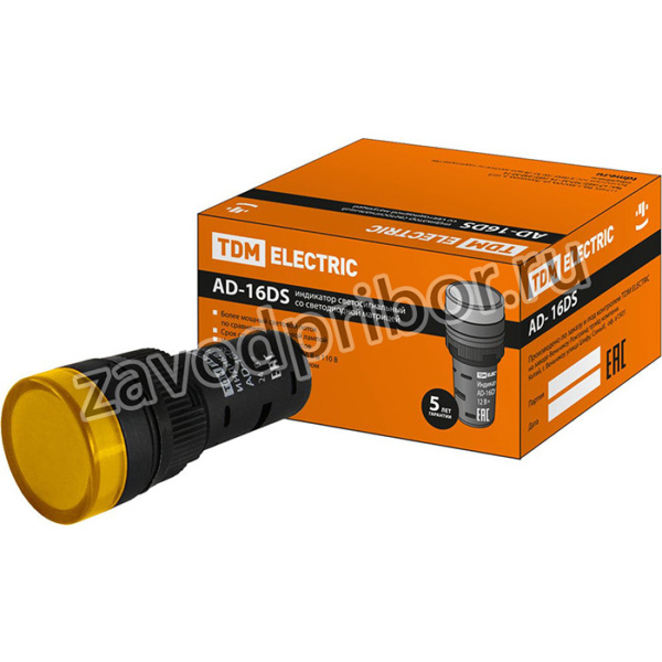 SQ0702-0057, Лампа AD-16DS(LED) матрица d16мм желтый 24В AC/DC