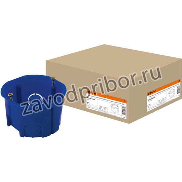 Установочная коробка СП D68х45мм, саморезы, синяя, IP20, TDM