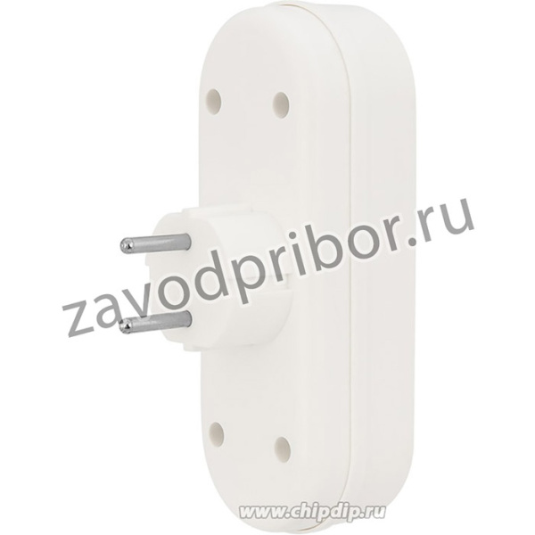 11-1078, Тройник электрический линейный 10 А вертикальный без заземления, белый