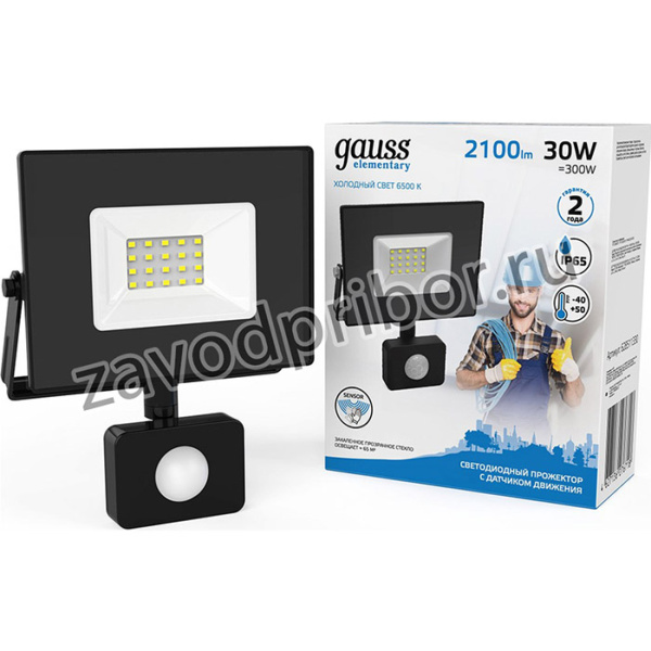 Прожектор Elementary-S 30W 2100lm 6500К 175-265V IP65 черный с датчиком движения LED 1/20 SQ628511330