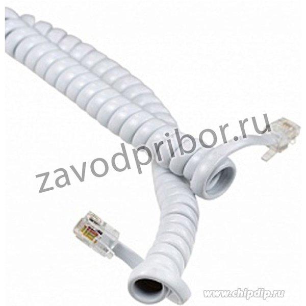 Кабель витой трубочный 4м, телефонный, белый PL1214