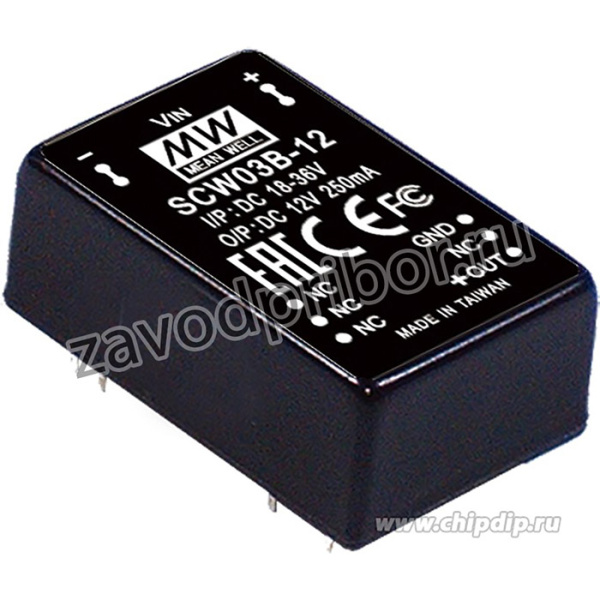 SCW03A-05, DC/DC преобразователь, 3Вт, вход 9-18В, выход 5В/600мA