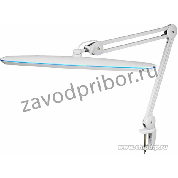 31-0409, Лампа настольная бестеневая, струбцина, Blue Stream, 117 SMD LED, диммер (4 уровня), белая