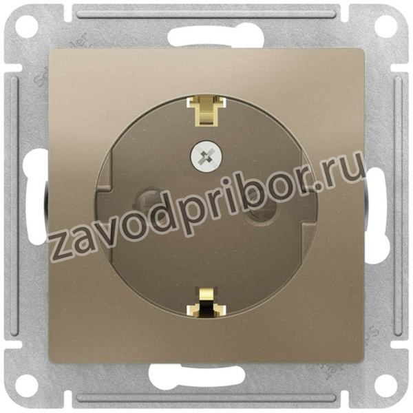 ATN000545, Механизм розетки 1-м СП ATLAS DESIGN с заземл. защ. шторки 16А шампань 1240328