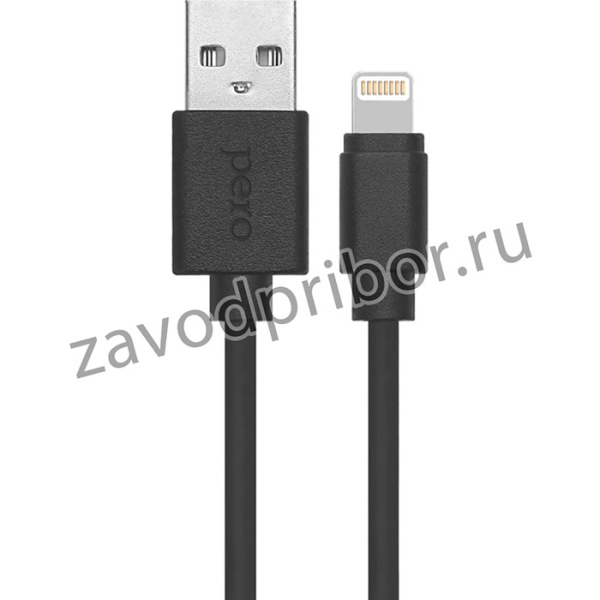 Кабель PERO, DC-03, 8-pin Lightning, 2.4А, 0.2м, черный