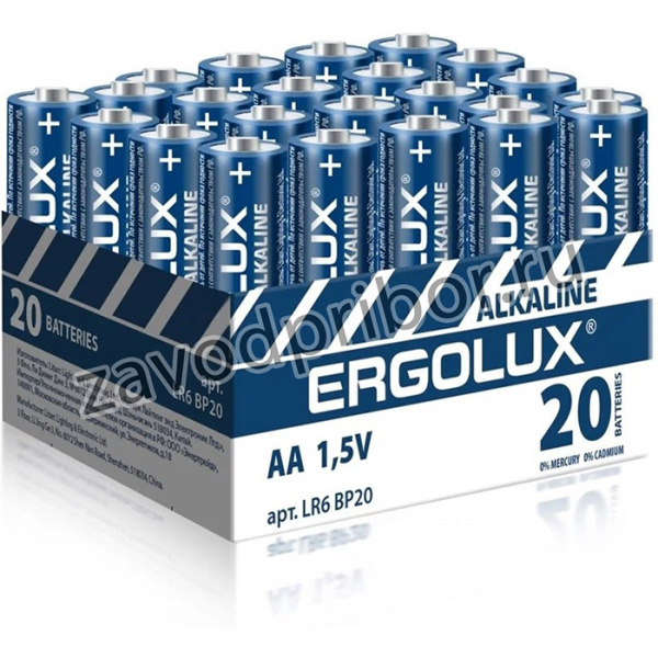 Ergolux.. LR6 Alkaline BP20 ( LR6 BP20, батарейка,1.5В) (20 шт. в уп-ке)
