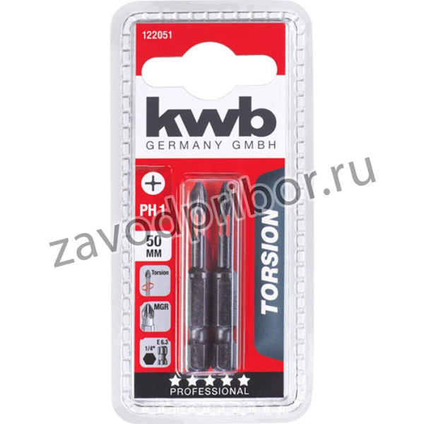 Бита PH1 50мм TORSION 2шт 122051