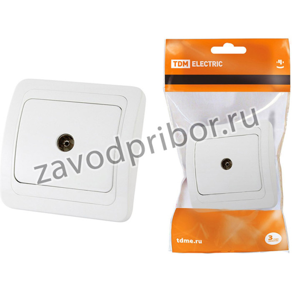 Розетка TV простая (0-2400 Гц, "мама") белая "Валдай" TDM