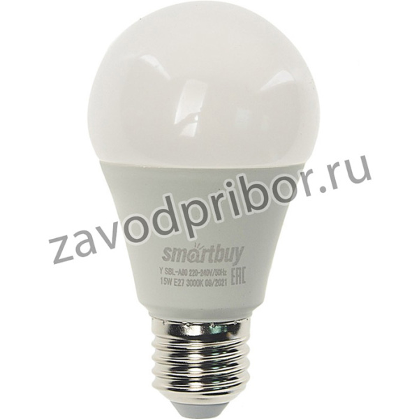 SBL-A60-15-30K-E27, Лампа светодиодная E27 A60 15W(120W) 220V теплый SMART BUY