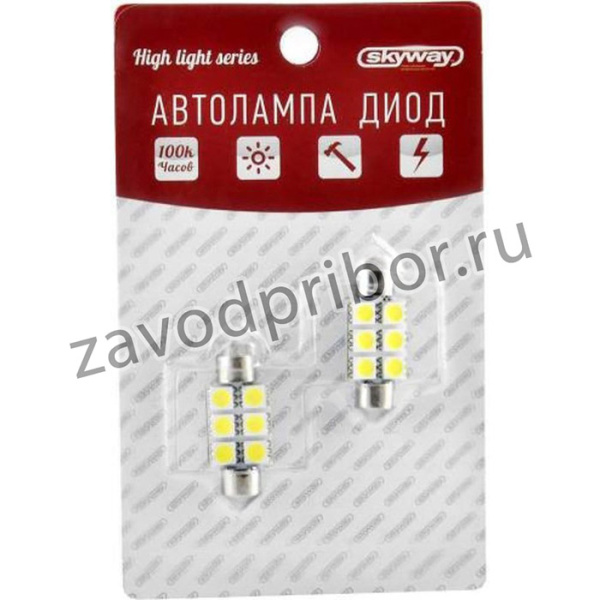 Автолампа диод T11C5W 12V 6 SMD c цоколем 1-контактная Белая салон,номер S08201175