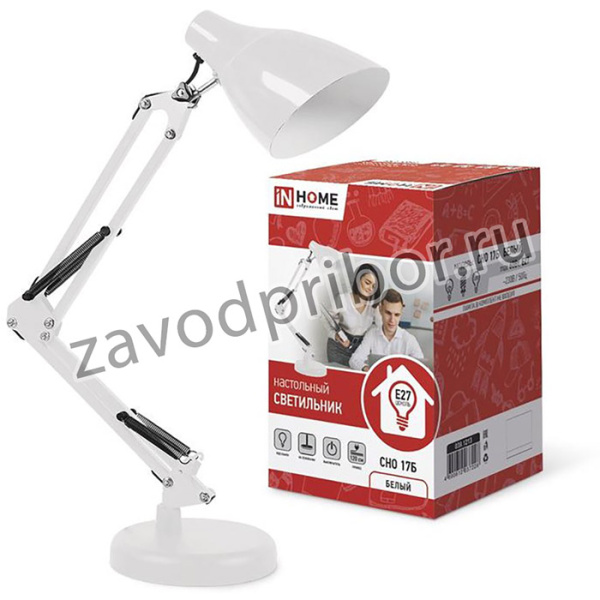 Светильник настольный под лампу СНО 17Б на основании 60Вт E27 230В бел. (коробка) IN HOME 4690612037226