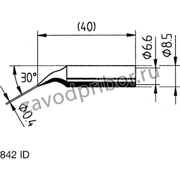 0842ID, 0.4 mm Conical Soldering Iron Tip for use with Power Tool