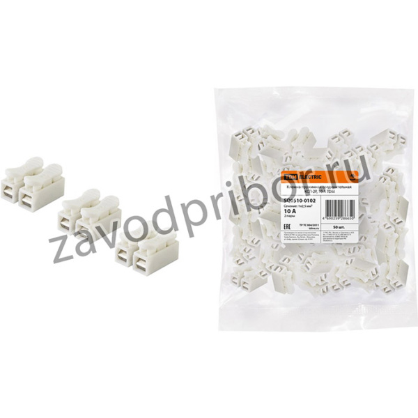 SQ0510-0102, Клемма пружинная соединительная КСП-2P, 10 A TDM