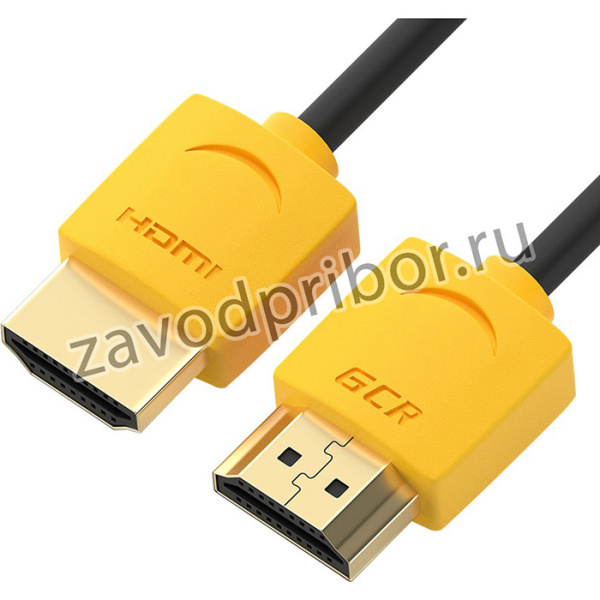 GCR-51584, GCR Кабель SLIM 0.5m HDMI 2.0, желтые коннекторы, HDR 4:2:2, Ultra HD, 4K 60 fps 60Hz, 3D, AUDIO, 18