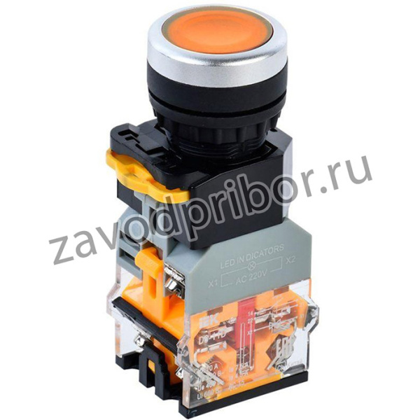 Кнопка D8-11D d22мм 1з+1р с подсветкой желт. IEK BBT30-11D-3-12-K05