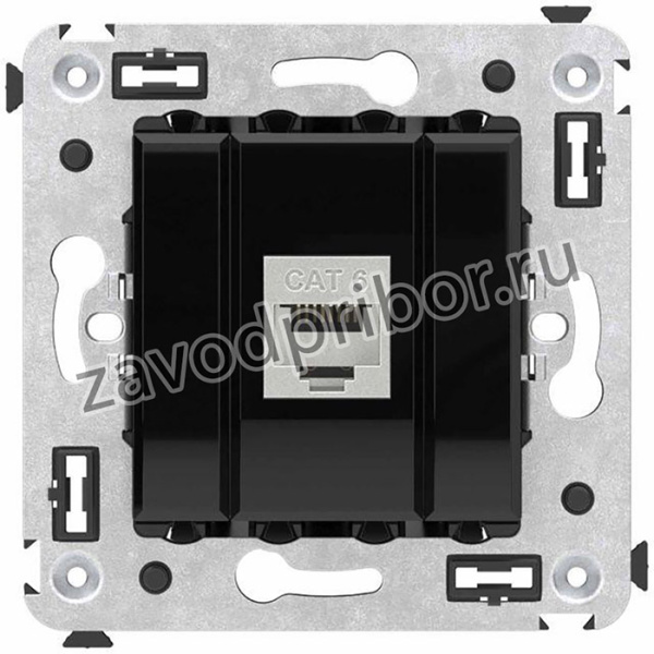 Розетка компьютерная 1-м СП Avanti "Черный квадрат" RJ45 кат.6 без шторок экранир. механизм DKC 4402793