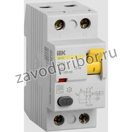 Выключатель дифференциального тока 2п 32A 100mA тип AC ВД1-63 ИЭК MDV10-2-032-100